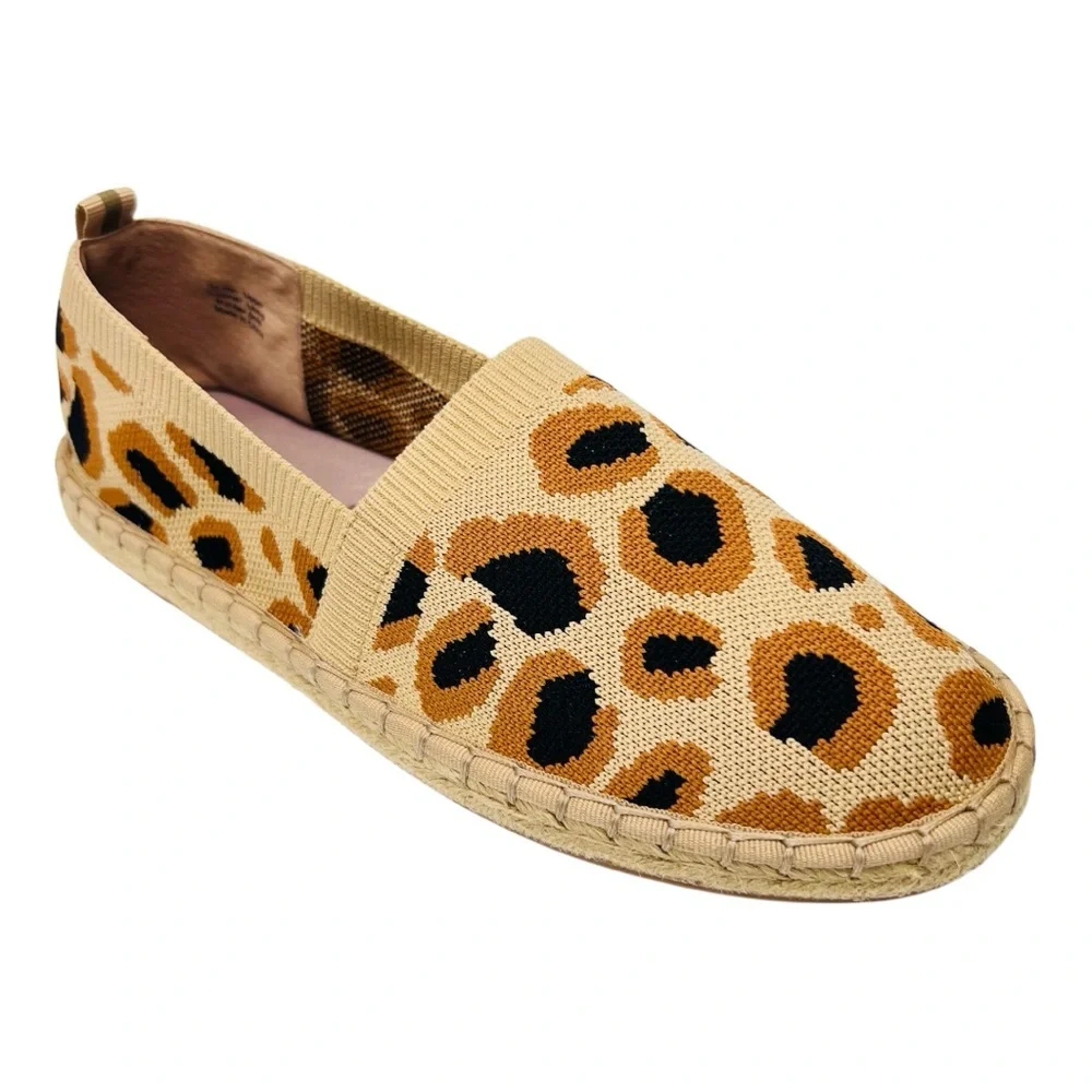 Deltas Hensley Leopard Print Flyknit Espadrille Slip On Flats Shoes